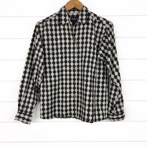Patagonia Vintage 1999 Cotton Shirt Cream Black Geo Print Small